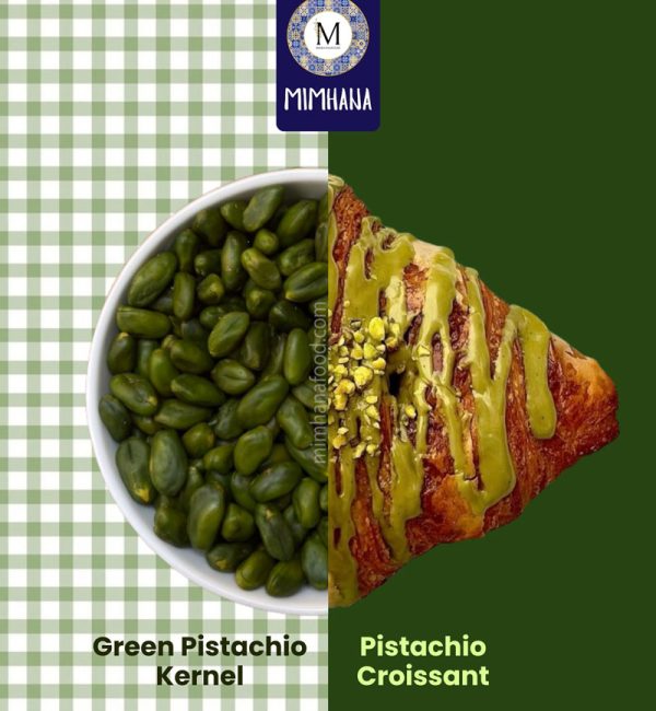 Green pistachio kernels used in pistachio croissant