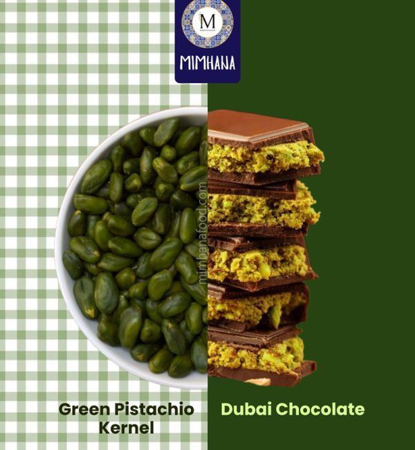 Green pistachio kernels used in Dubai chocolate