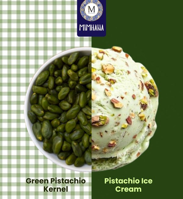 Green pistachio kernels used in ice cream production
